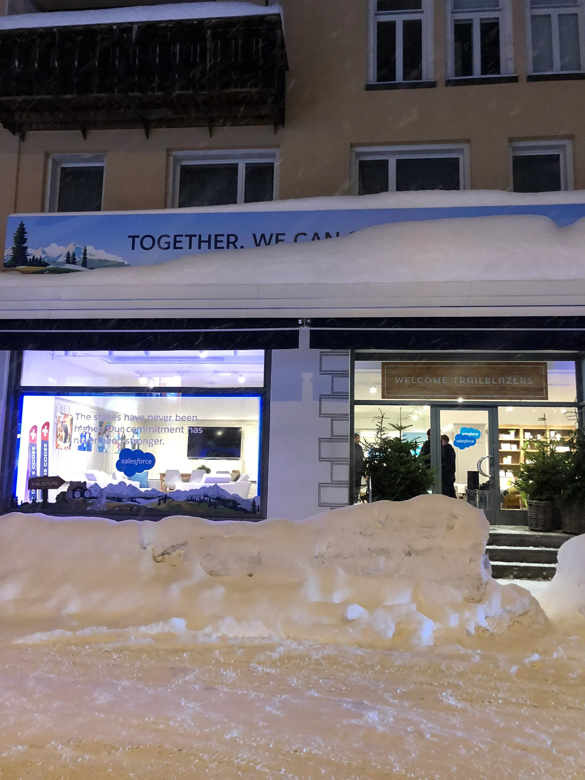 A former shopfront on the Davos Promenade converted into a corporate House for the week